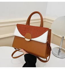 Women Fashion Color Matching Flap Handbag