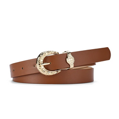 Women Solid Color Simple PU Pin Buckle Belt