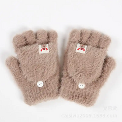 Fashion Plush Half Finger Flip Gloves