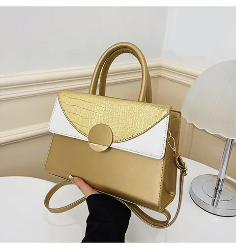 Women Fashion Color Matching Flap Handbag