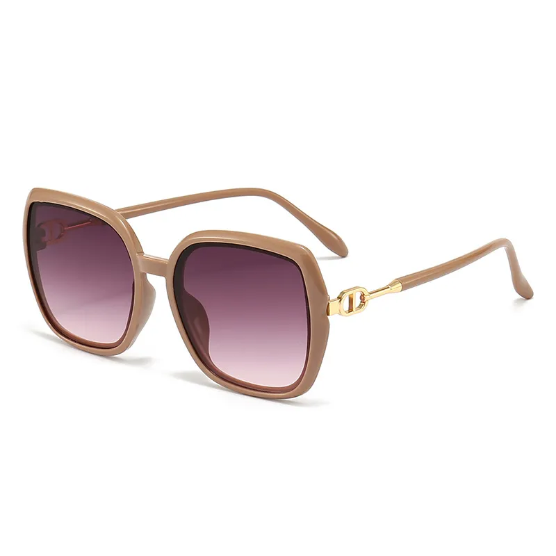 Women'S Fashion Retro Colorful Large Square Frame Metal Sunglasses