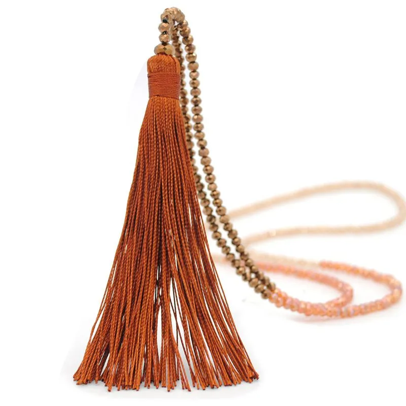 Optional Long Tassel Pendant Handmade Beaded Ethnic Necklace