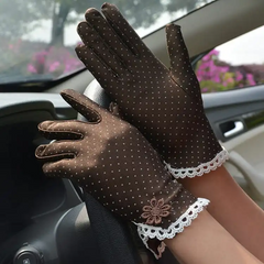 Women Fashion Polka Dot Pattern Lace Stretch Gloves