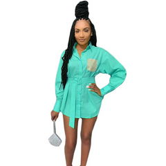 Woman V Neck Single-Breasted Long Sleeve Shirt