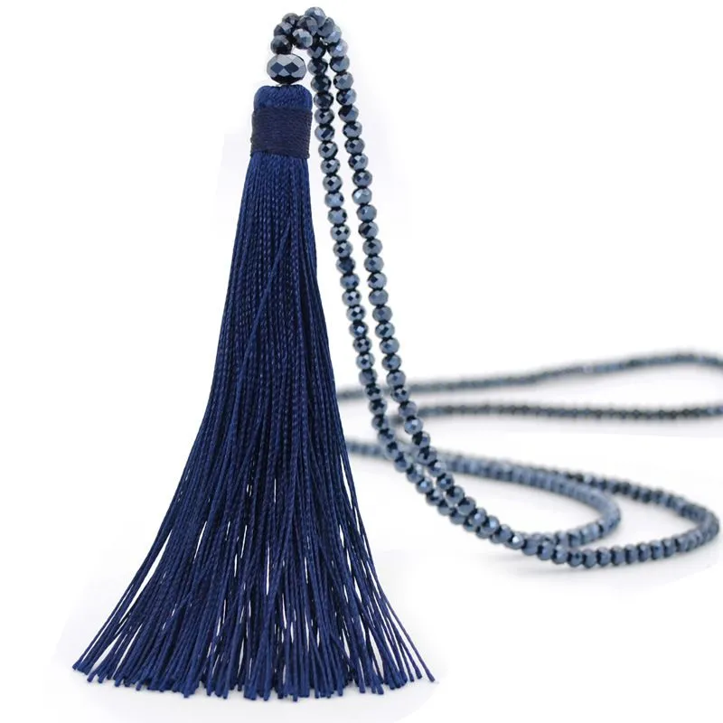 Optional Long Tassel Pendant Handmade Beaded Ethnic Necklace