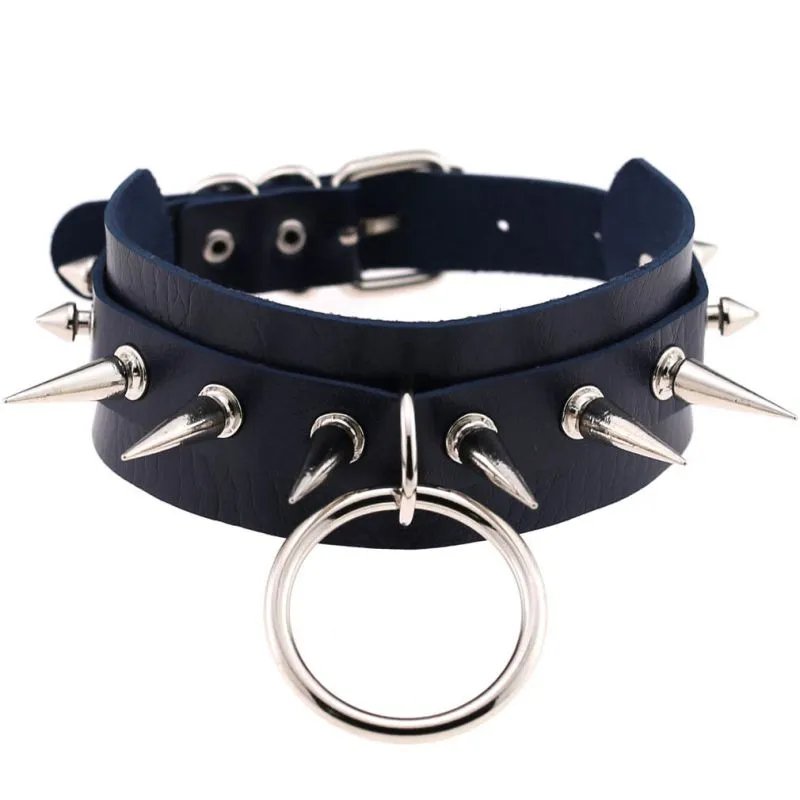 Wholesale Women Punk Pattern Rivet Decor Wide PU Choker