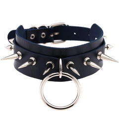 Wholesale Women Punk Pattern Rivet Decor Wide PU Choker