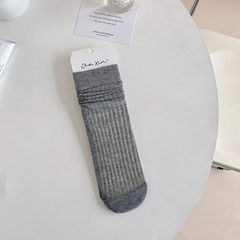 Women Summer Thin Piled Solid Color Cotton Mid-Length Socks