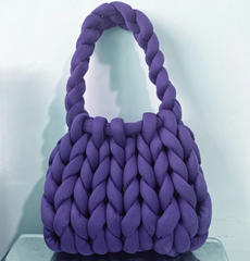 omen Fashion Solid Color Hand-Woven Wool Handbag