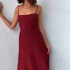 Summer Vacation Women Spaghetti Strap Slim-Fit High Waist Knitted Maxi Dress