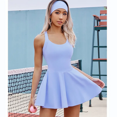 Women Fashion Leisure Sports Fitness Yoga Beauty Back One-Piece Tennis Skirt