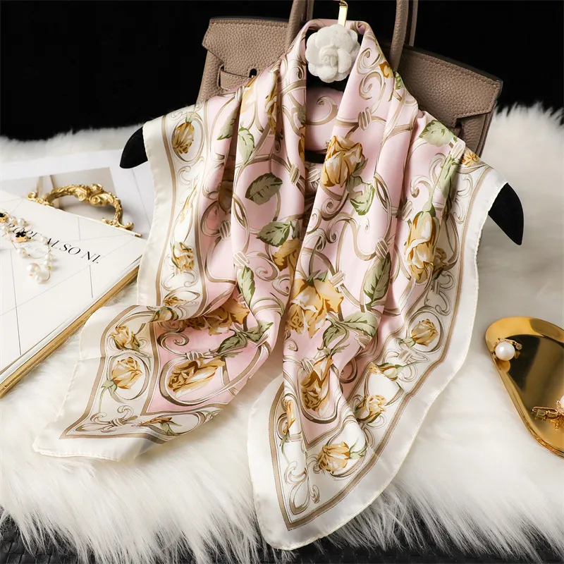 Imitation Silk Women 70 Small Square Scarf