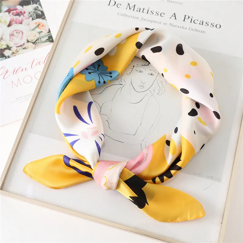 Animal Cartoon Rabbit Pattern Silk Like Sating Scarf
