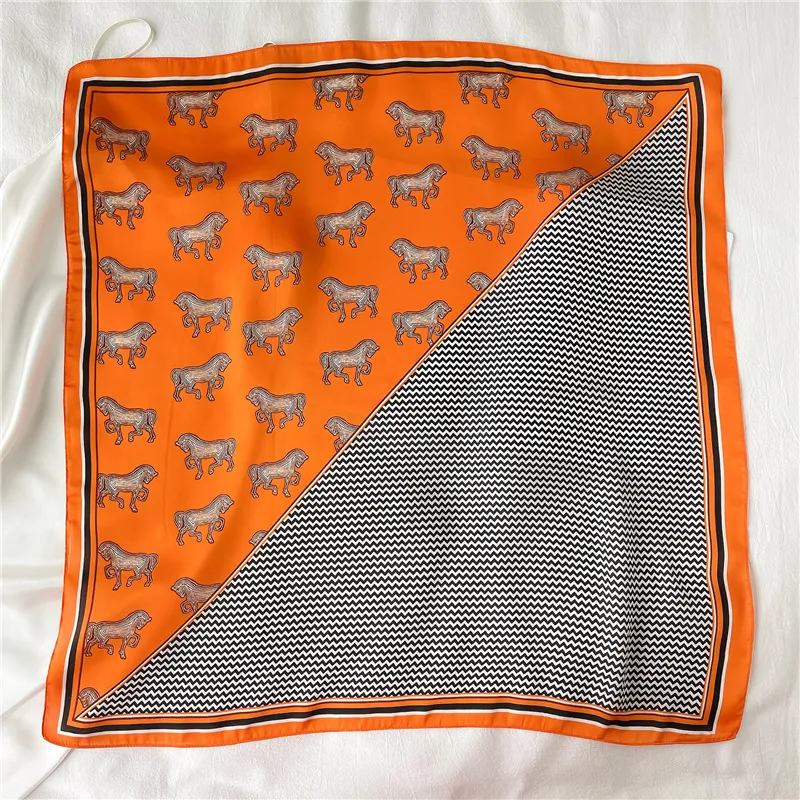 Animal Cartoon Rabbit Pattern Silk Like Sating Scarf