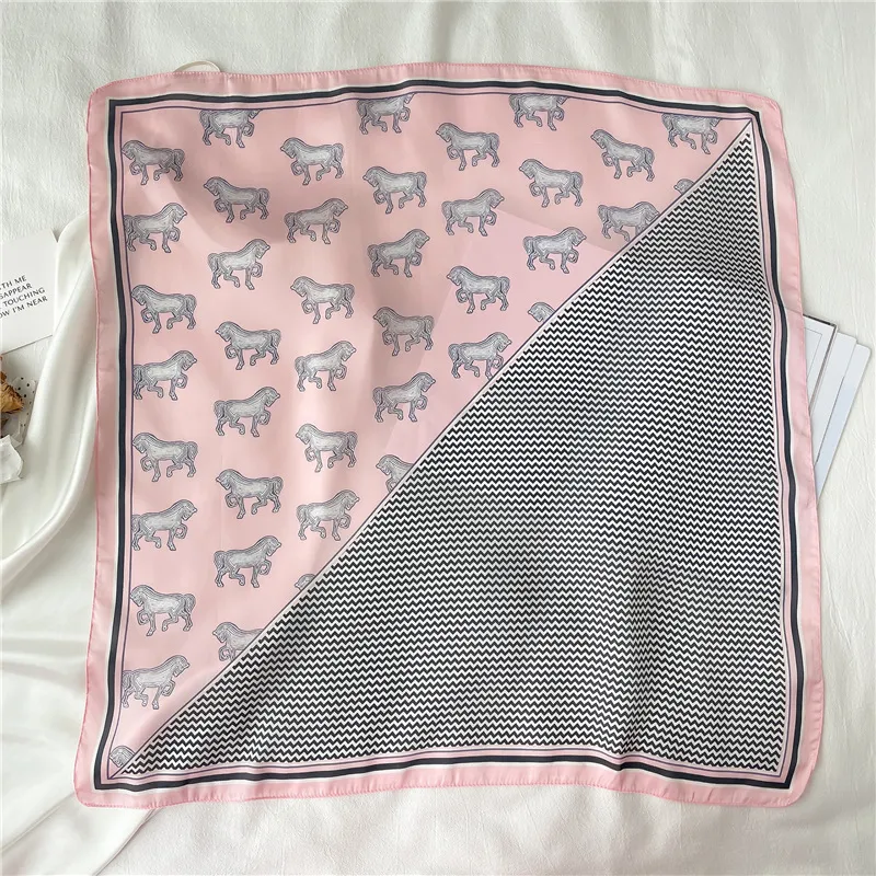 Animal Cartoon Rabbit Pattern Silk Like Sating Scarf