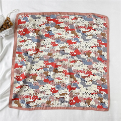 Animal Cartoon Rabbit Pattern Silk Like Sating Scarf