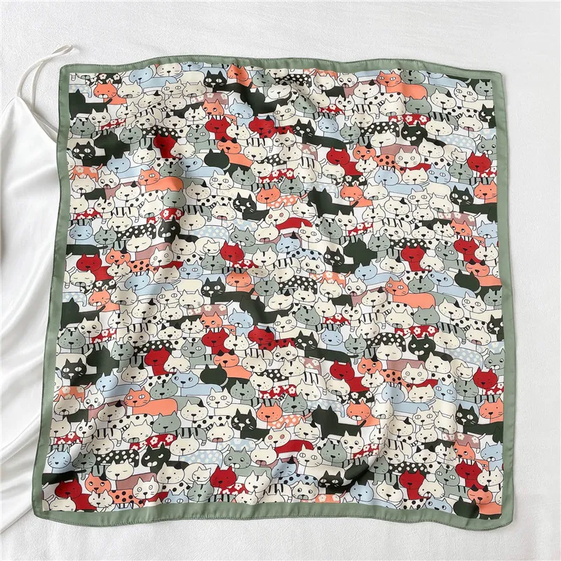 Animal Cartoon Rabbit Pattern Silk Like Sating Scarf