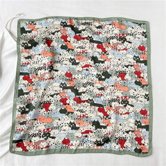 Animal Cartoon Rabbit Pattern Silk Like Sating Scarf