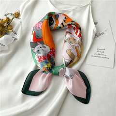 Spring And Summer Cartoon Cute Silk Like Satin Scarf