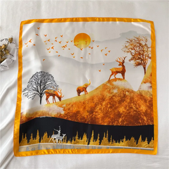 Animal Cartoon Rabbit Pattern Silk Like Sating Scarf