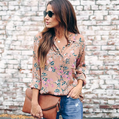 Women Casual Flower Pattern Loose Blouse