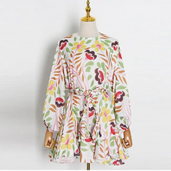 Women Fashion Graphic Printing Long Sleeve Dress