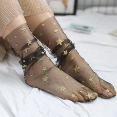 Popular Mesh Socks Women Bronzing Star Thin Socks