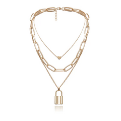 Fashion Retro Lock Chain Heart Design Necklace