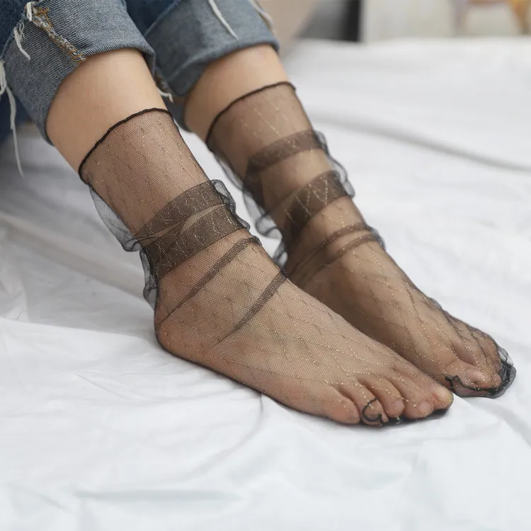 Ultra-Thin Mid-Tube Women Thin Summer Mesh Hollow Socks