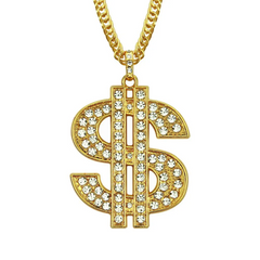 Men Fashion Hip-Hop Jewelry Golden Alloy Dollar Pendant Necklace