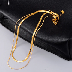 Women Fashion Retro Double Layer Snake Bone Chain Short Necklace