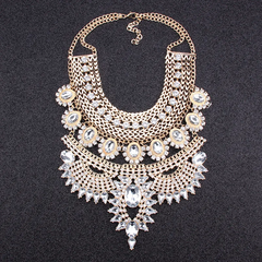Exaggerated Metal Vintage Diamond Large Jewel Necklace