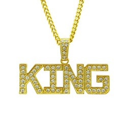 Men Fashion Hip-Hop Jewelry Golden Alloy "KING" Pendant Necklace