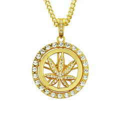 Unique Maple Leaf Design Alloy Lucky Wheel Pendant Men Necklace