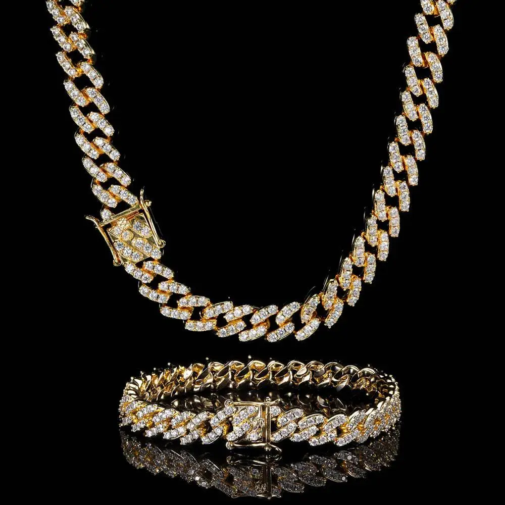 Women Men 9Mm Zircon Rhinestones Hiphop Necklac