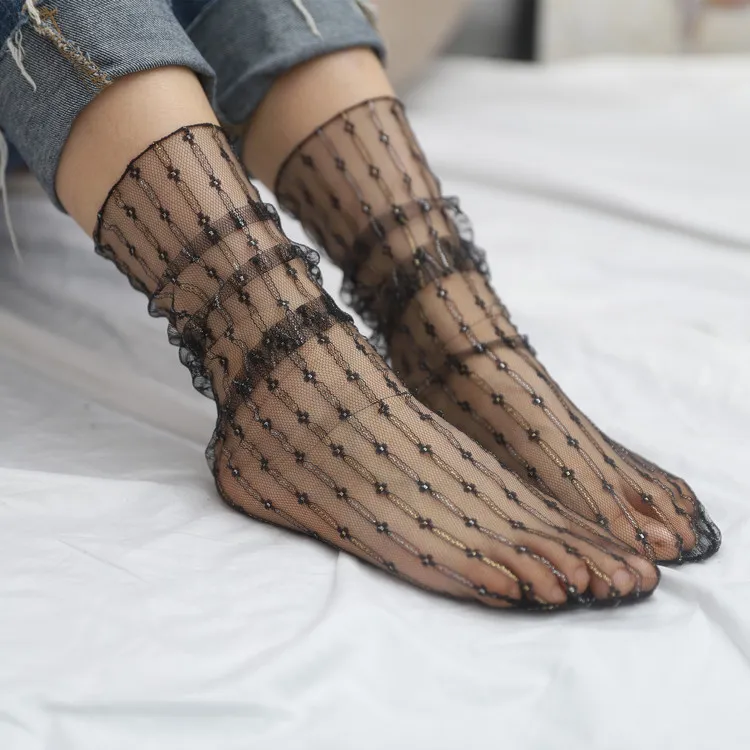Ultra-Thin Mid-Tube Women Thin Summer Mesh Hollow Socks