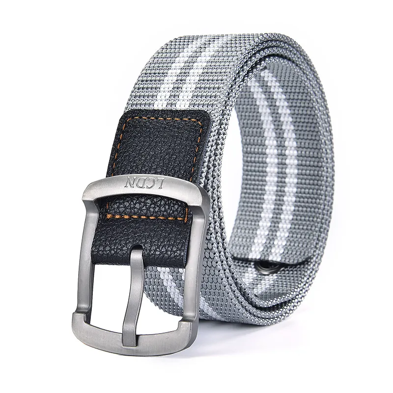 Men Casual Knitted Canvas Stripe Belt