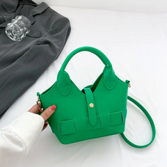 Women Fashion Simple Solid Color Magnetic Button PU Shoulder Crossbody Bags