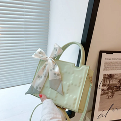 Women'S Fashion Creasing Design Silk Scarf Solid Color Portable Small Square Bag