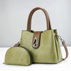 Women Simple Fashion Large Capacity PU Zipper Wallet Handbag Set
