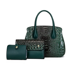 Women Fashion Crocodile Pattern Large Capacity Pop Embossed Tote Bag Set