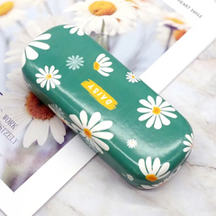Fashion Casual Creative Storage Solid Color Letter Daisy PU Protection Glasses Case