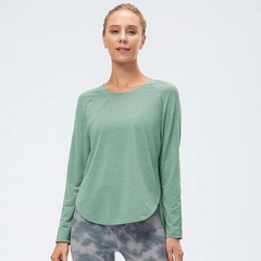 Women'S Autumn And Winter Loose Running Sports Quick-Drying Breathable Long-Sleeved T-Shirt