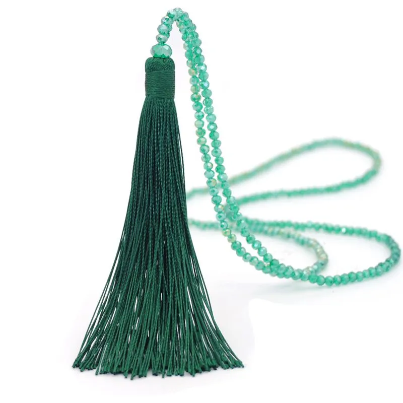 Optional Long Tassel Pendant Handmade Beaded Ethnic Necklace