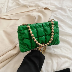 Women'S Fashion Pleated Embroidered Thread Shoulder Bag