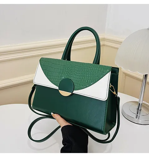Women Fashion Color Matching Flap Handbag
