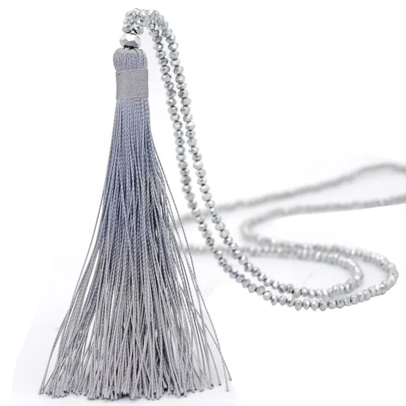 Optional Long Tassel Pendant Handmade Beaded Ethnic Necklace