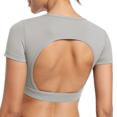 Women Fashion Solid Color Backless Sports Yoga Top