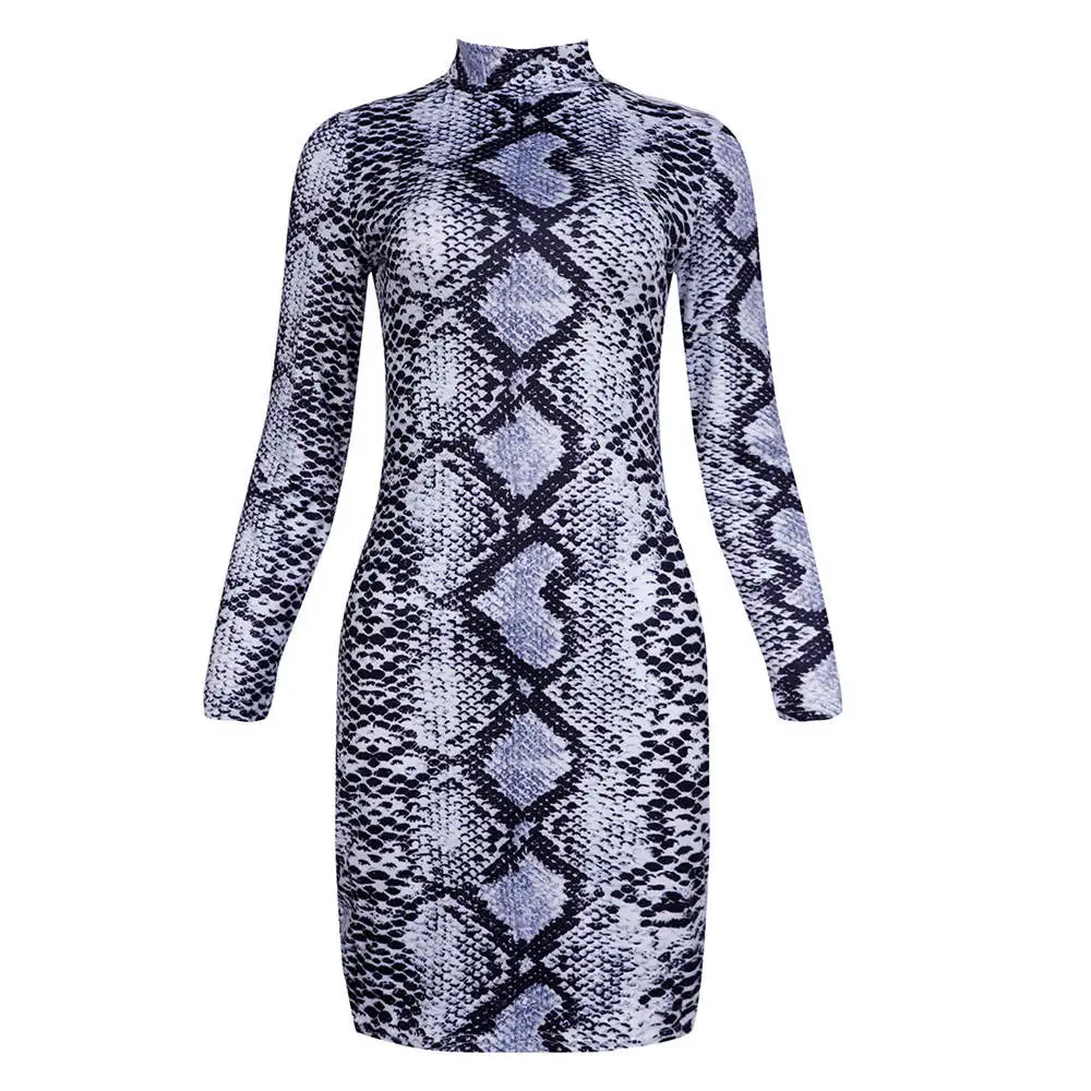 Women Fashion Animal Print Long Sleeve Dress