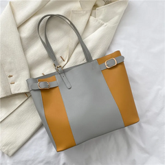 Women Fashion Commuter Color Blocking Large Capacity PU Shoulder Bag